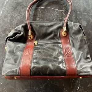 Elegant vintage Marino Orlandi Black and Brown Leather women Bag